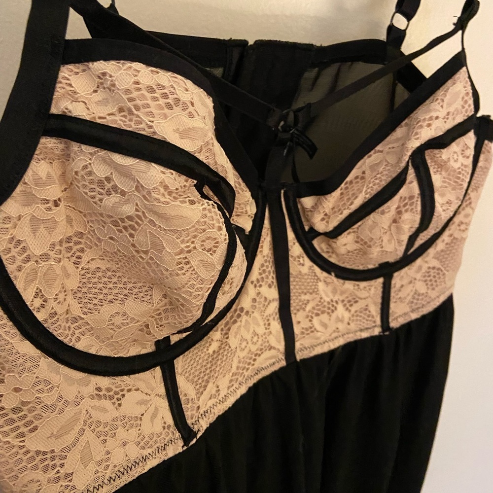 TORRID LINGERIE - pink lace and black nightgown.